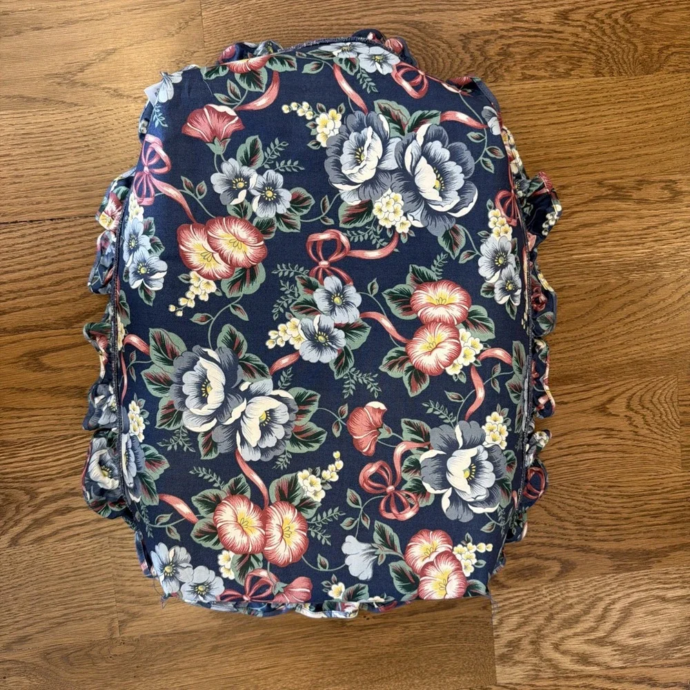 VTG Longaberger Basket Fabric Liner Blue Floral 17x11.5x3